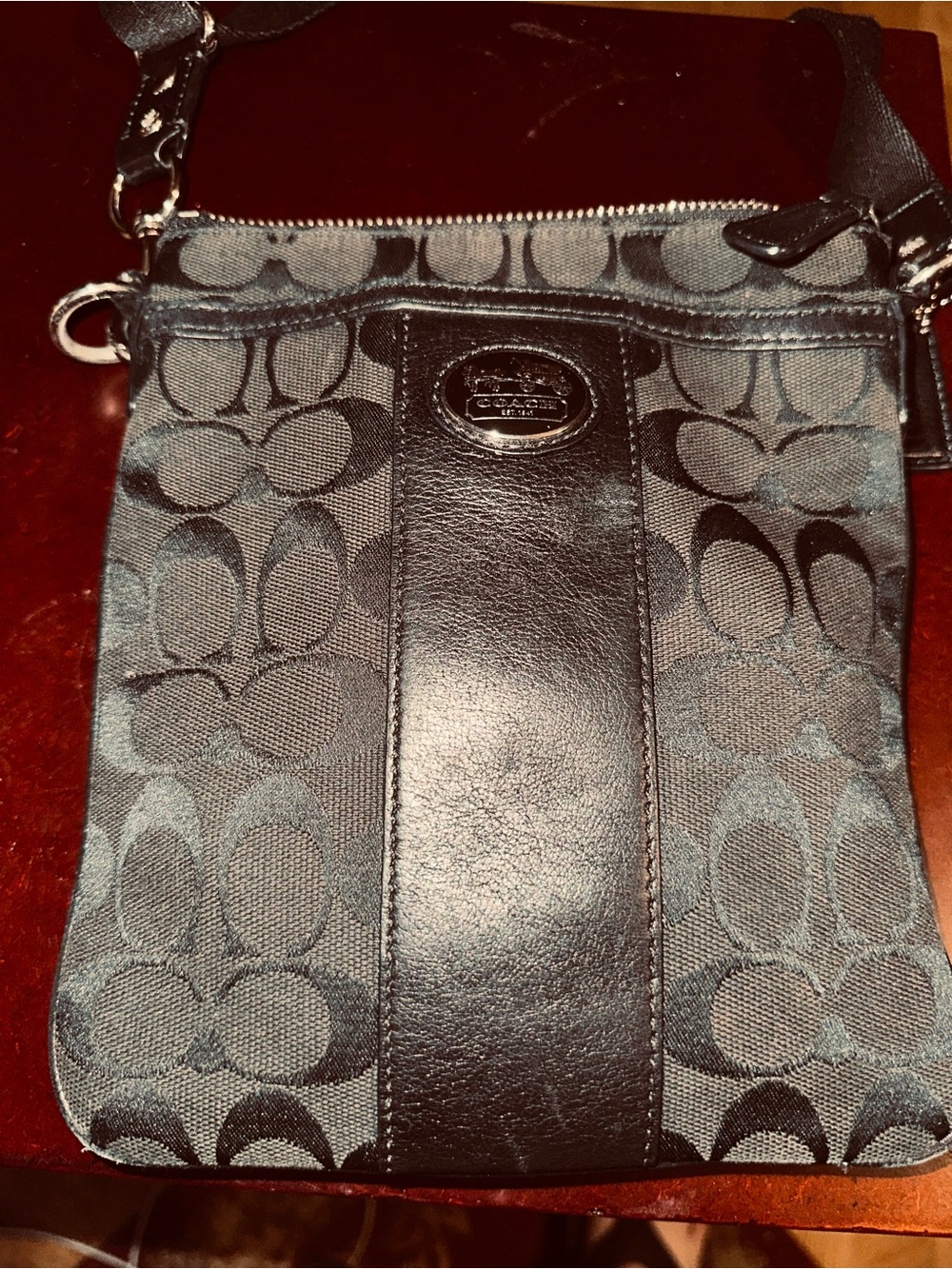 Coach Black Signature Crossbody with Leather Stripe 2010 - Picture 7 of 8